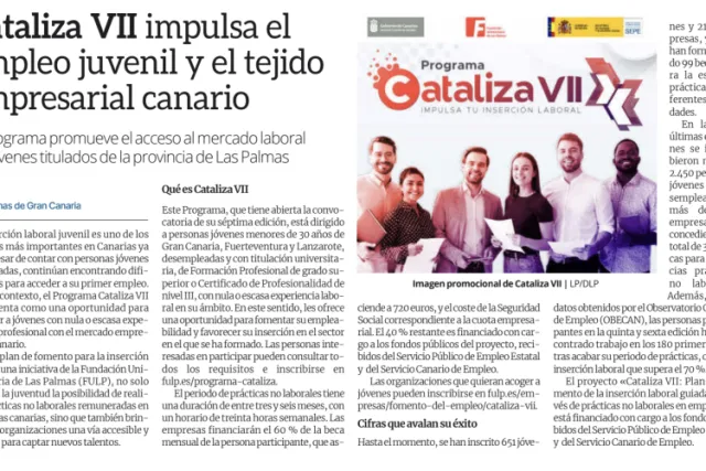 Cataliza VII impulsa el empleo juvenil y el tejido empresarial canario